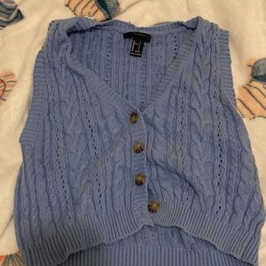 Forever 21 Light Blue Cable Knit Vest